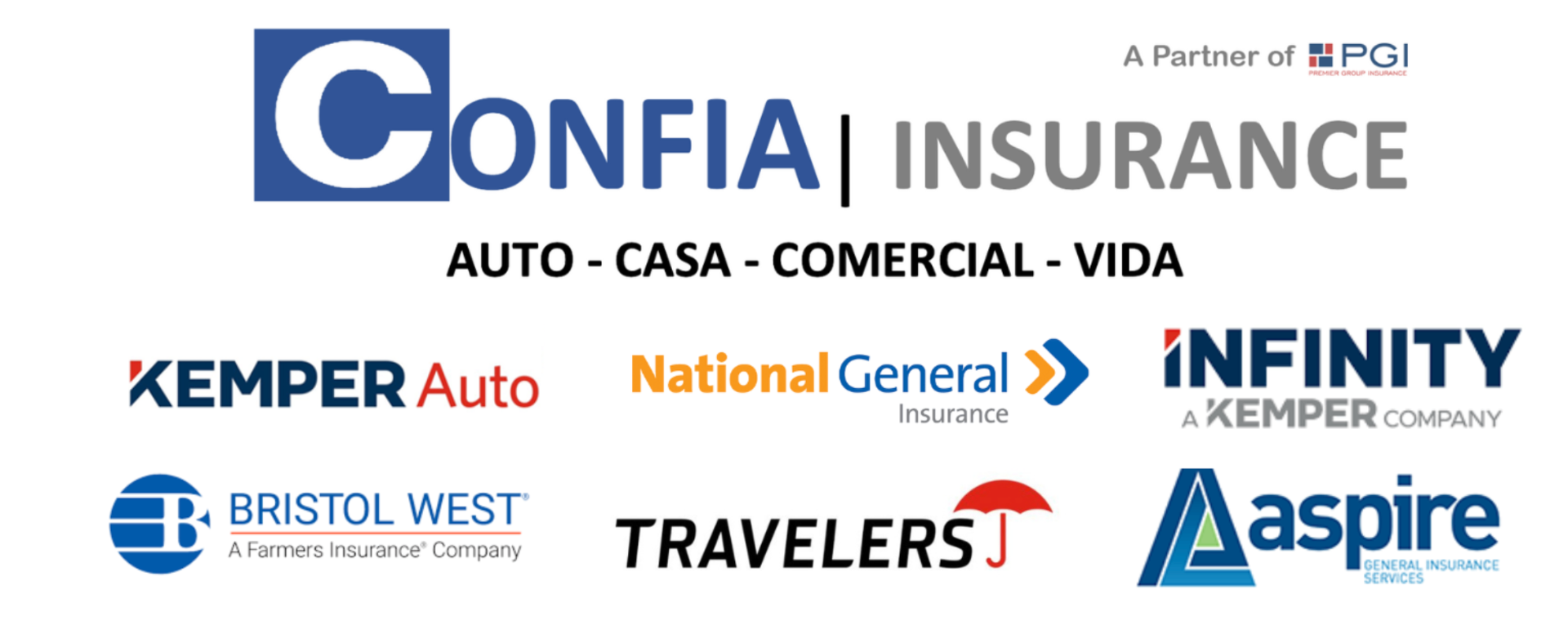 Confia Insurance — Kemper Auto, National General, Infinity, Bristol West, Travelers, Aspire